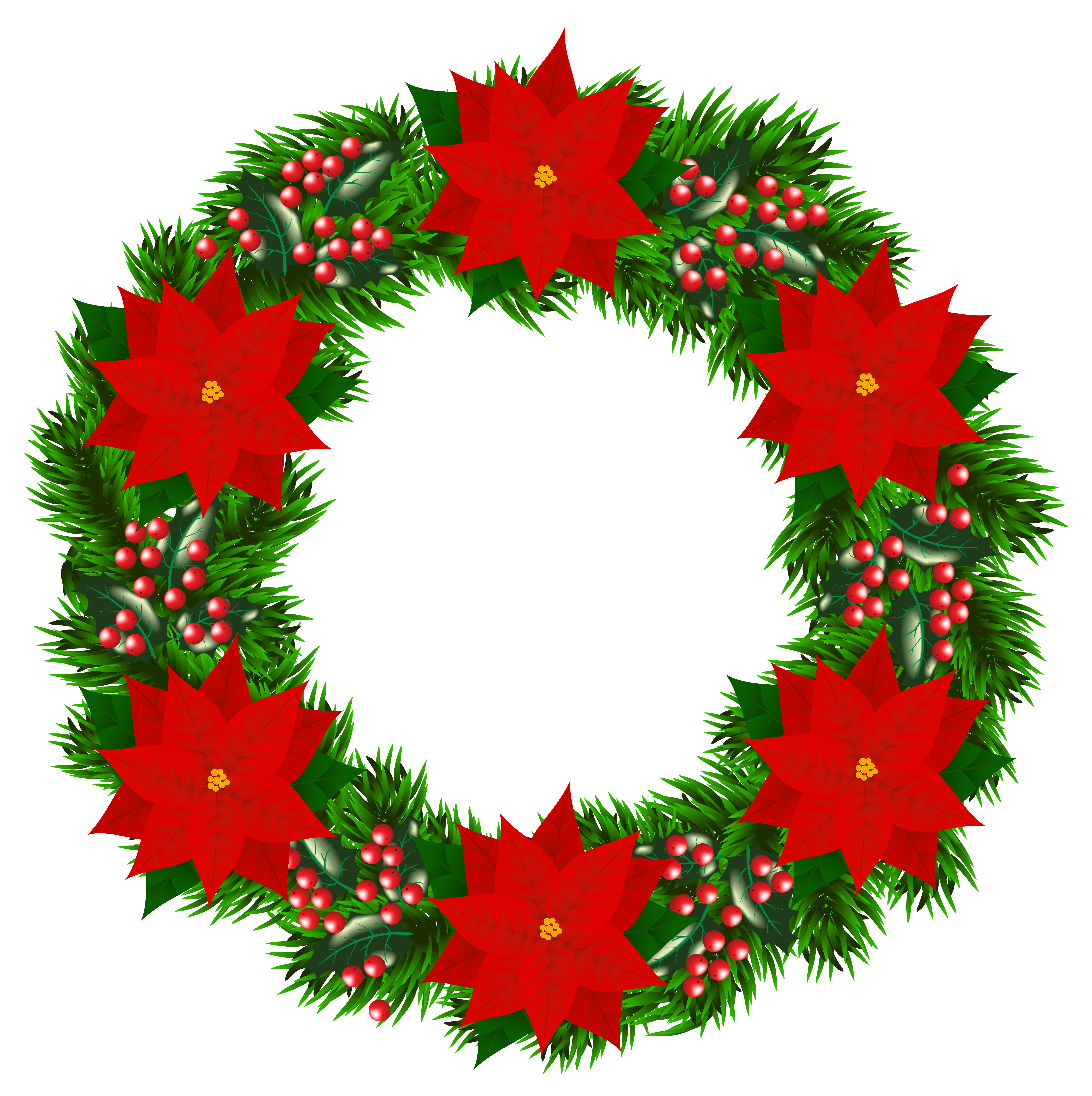 6028x6052 Christmas Wreath With Poinsettia Png Clipart Imageu200b Gallery
