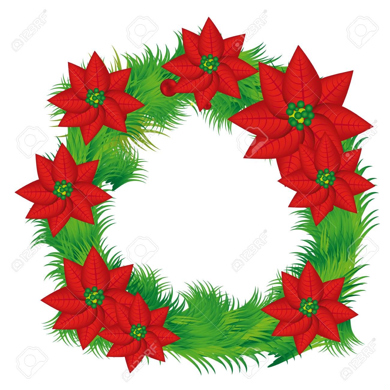 1300x1300 Realistic Color Crown With Poinsettia Christmas Flowers Vector
