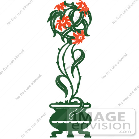 450x450 Clipart Of A Potted Christmas Poinsettia Plant