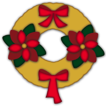 340x339 Christmas Wreath Poinsettias Clip Art
