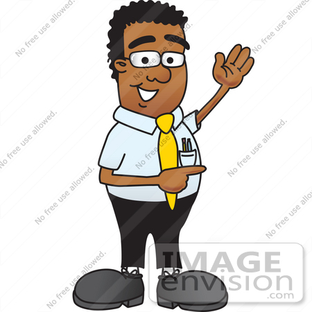 450x450 Clip Art Graphic Of A Geeky African American Businessman Cartoon