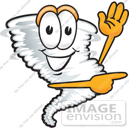 450x450 Clip Art Graphic Of A Waving And Pointing Tornado Mascot Character