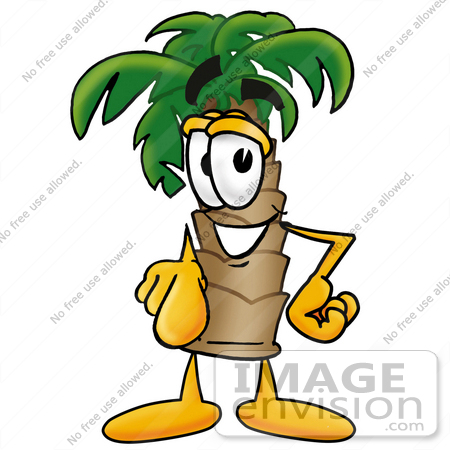 450x450 Clip Art Graphic Of A Tropical Palm Tree Cartoon Character