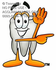 240x300 Clipart Image Of A Cartoon Tooth Character Pointing Finger To The Side