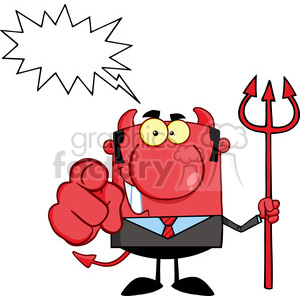 300x300 Royalty Free Rf Smiling Devil Boss With A Trident And Hand
