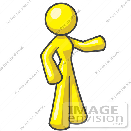 450x450 Clip Art Graphic Of A Yellow Lady Character Pointing