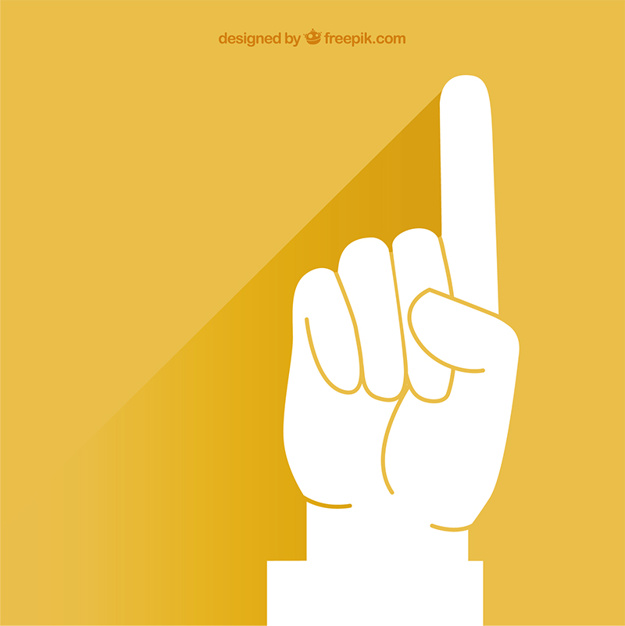625x626 Pointing Finger Over Yellow Background Vector Free Download