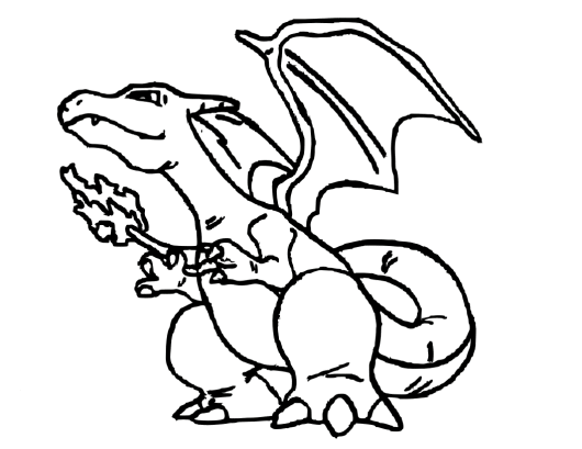 530x409 Charizard Dragon Pokemon Coloring Page