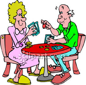 300x296 Couple Playing Poker Royalty Free Clipart Picture