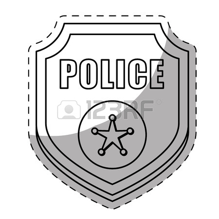 450x450 Police Badges Flat Icon On Blue Background. Vector Illustration