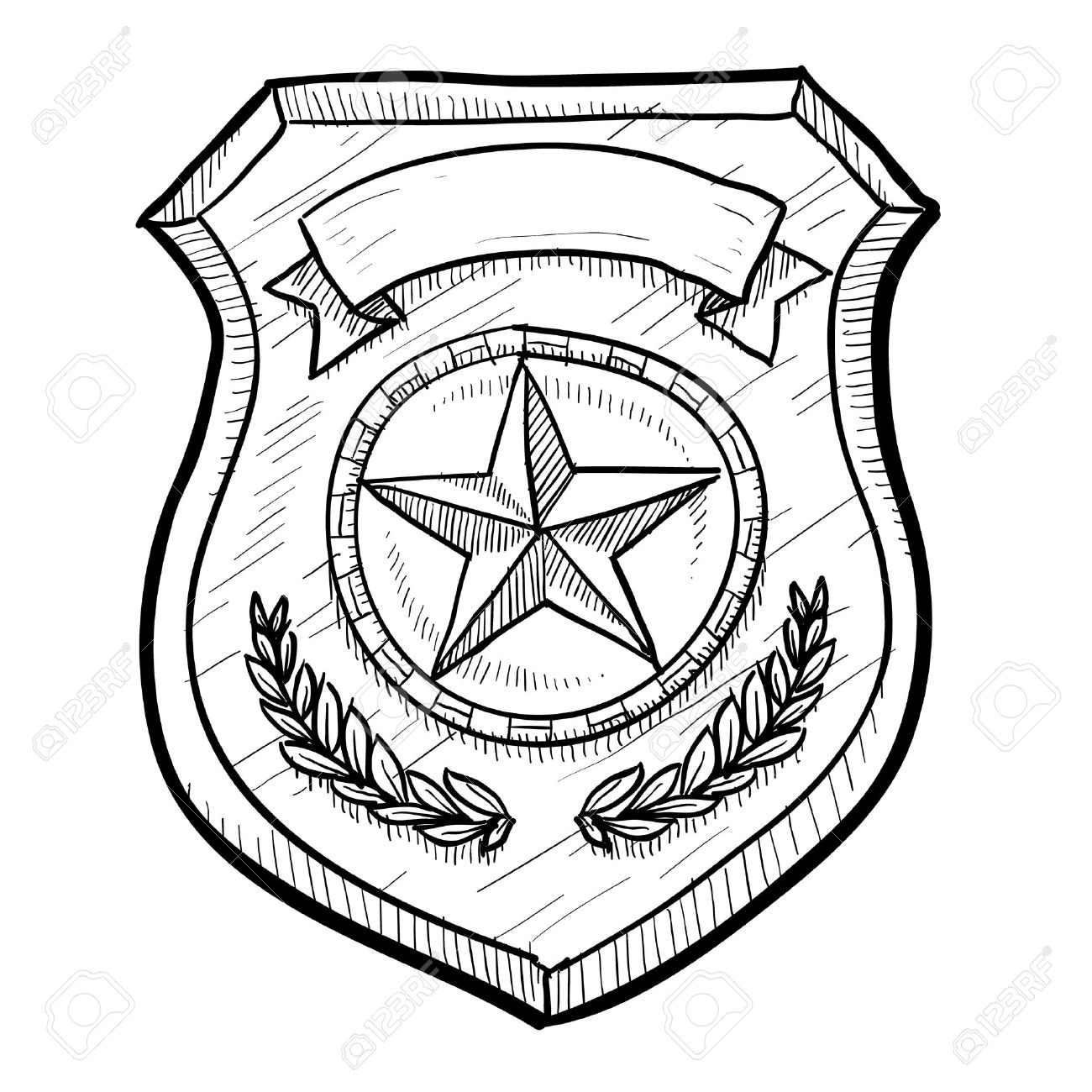 1300x1300 Doodle Style Police Or Firefighters Badge Vector Illustration