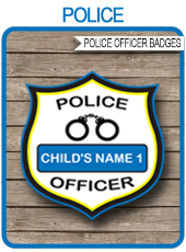 170x230 Police Officer Badges Police Birthday Party Template