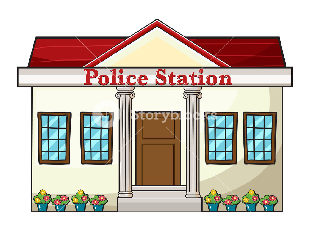 1000x747 Illustration Of A Police Station On A White Background Royalty