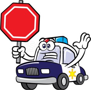 301x300 Police Car Cartoon Mascot Character Stop Sign Stock Vectors
