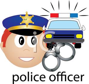 300x284 Police Officer With A Police Car And Handcuffs Clipart Picture