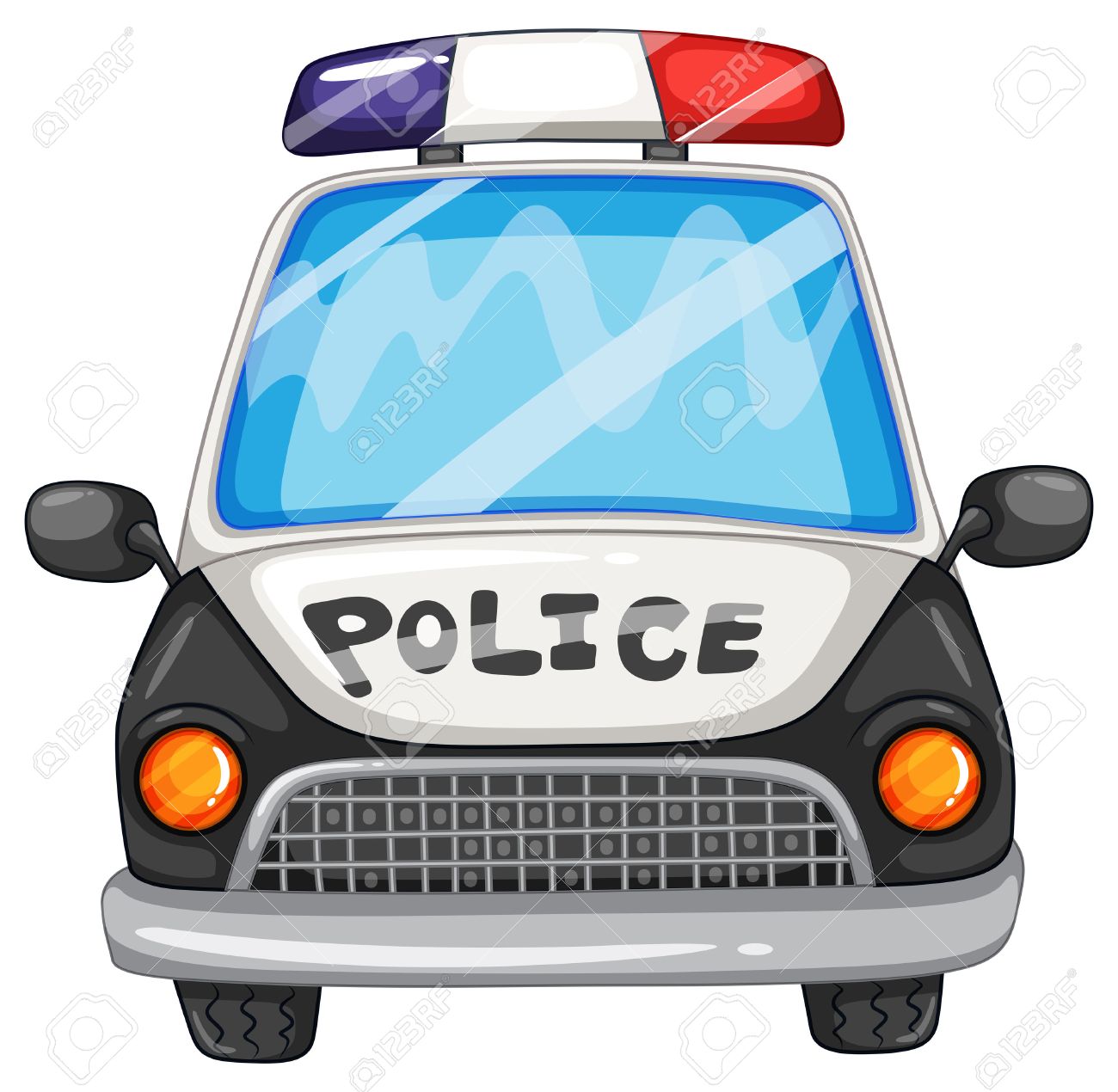 1300x1270 Illustration Of A Closeup Police Car Royalty Free Cliparts