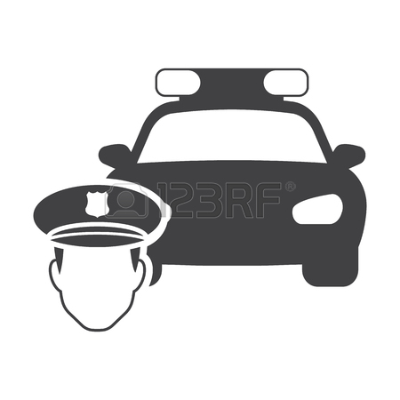 450x450 Police Car Icon In Outline Style Isolated On White Background