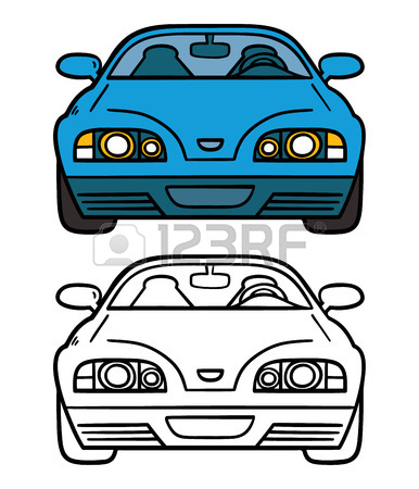 386x450 Police Car. Vector Illustration Coloring Page Of Cartoon Police