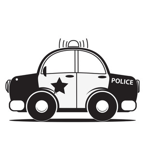 300x300 Police Car Silhouette. Vector Illustration Royalty Free Stock