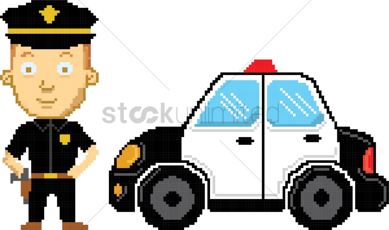 1300x771 Pixel Art Police Vector Image