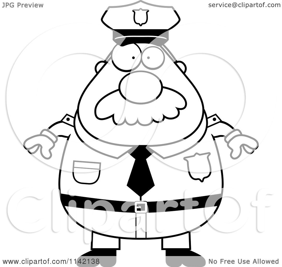 1080x1024 Cartoon Clipart Of Blacknd White Chubby Police Man