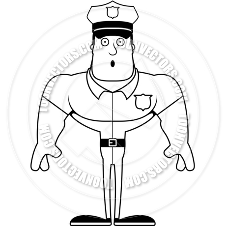 460x460 Cartoon Police Officer Surprised (Black Amp White Line Art) By Cory