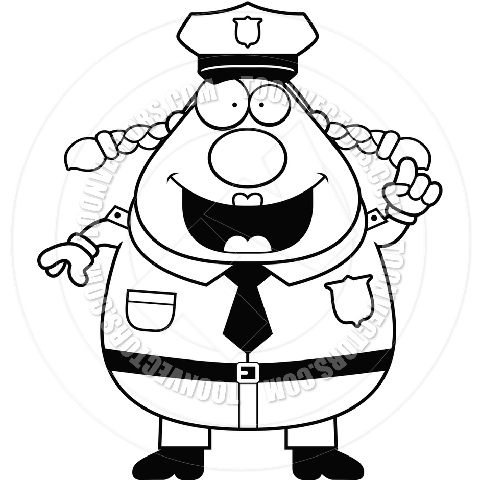 940x940 Police Woman Idea (Black And White Line Art) By Cory Thoman Toon