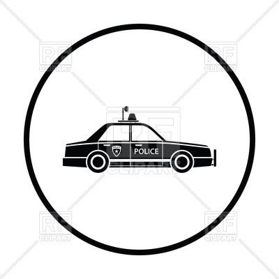 400x400 Police Car Icon With Circle Frame Royalty Free Vector Clip Art