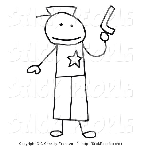 600x620 Vector Graphic Of Stick Figure Person Police Officer Holding