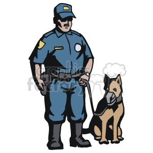 300x300 Royalty Free Police Officer With A K9 160644 Vector Clip Art Image