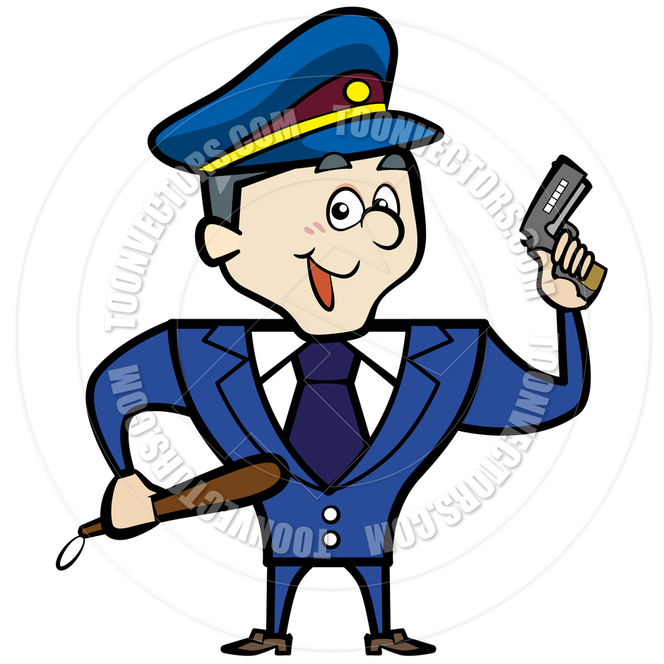 940x940 Cartoon Police Officer Man With Gun By Toon