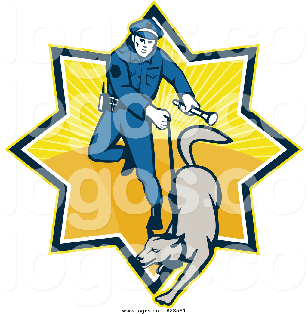1024x1044 Vector Logo Of A Police Officer With A Dog And Flashlight By