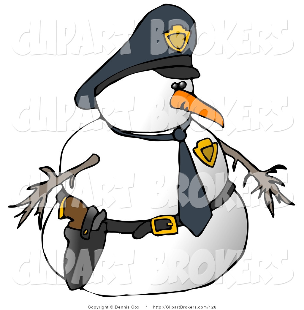 1024x1044 Clip Art Of A Snowman Police Officer Facing Right By Djart