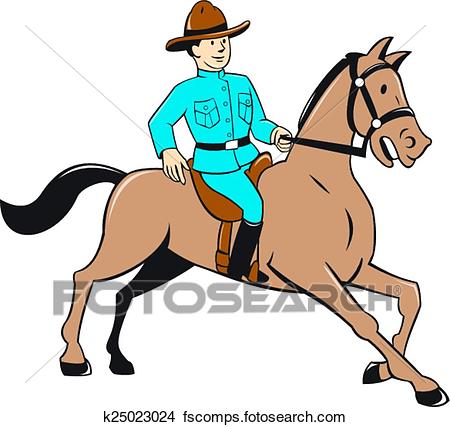 450x427 Clipart Of Mounted Police Officer Riding Horse Cartoon K25023024
