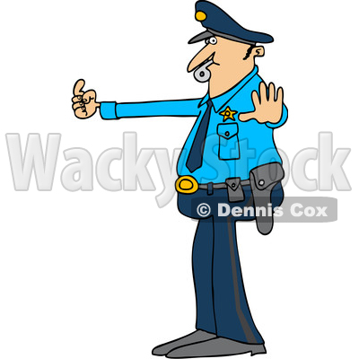 400x400 Clipart Of A Cartoon Black And White Lineart Male Police Officer