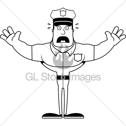 500x500 Cartoon Scared Police Officer Gl Stock Images