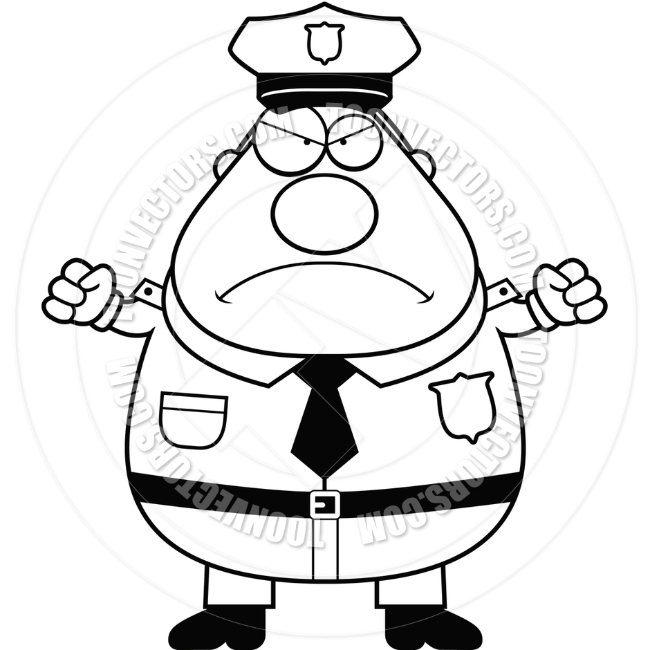 940x940 Angry Police (Black And White Line Art) By Cory Thoman Toon