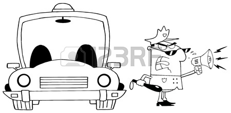 450x221 Angry Police Officer Yelling Through A Megaphone Royalty Free