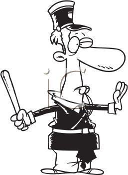 257x350 Black And White Cartoon Of A French Traffic Cop