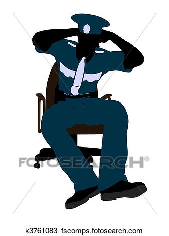 337x470 Drawing Of Male Police Officer Sitting In A Chair Illustration