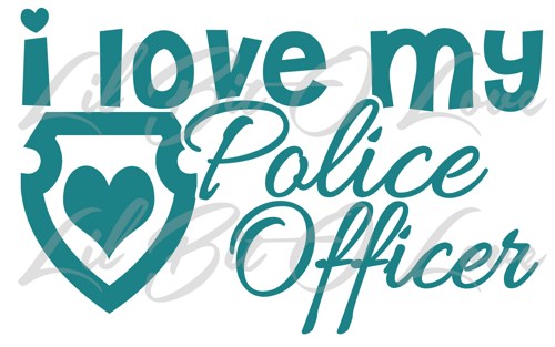 500x313 I Love My Police Officer With Heart Shield Vinyl Decal Sticker