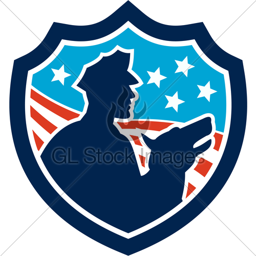 500x500 American Security Guard With Police Dog Shield Gl Stock Images