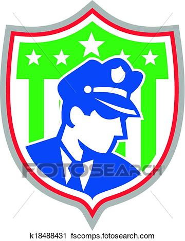 360x470 Clipart Of Security Guard Police Officer Shield K18488431