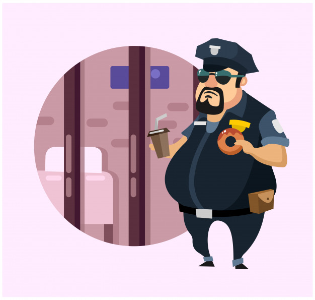 626x595 Fat Chubby Police Officer Eat The Donuts In The Police Station