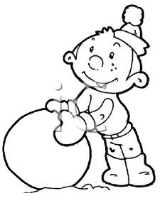 225x300 Building A Snowman Clipart Black And White