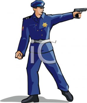 296x350 Picture Of A Policeman Pointing His Gun In A Vector Clip Art