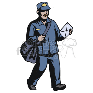300x300 Royalty Free Mailman Carrying A Letter 160664 Vector Clip Art