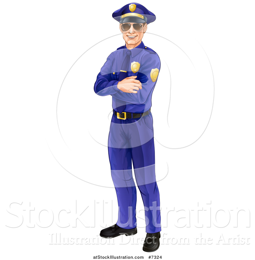 1024x1044 Vector Illustration Of A Full Length Happy Caucasian Male Police