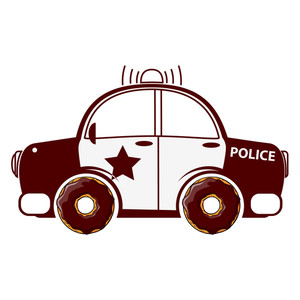 300x300 Humorous Vector Illustration With Police Car And Donut Royalty