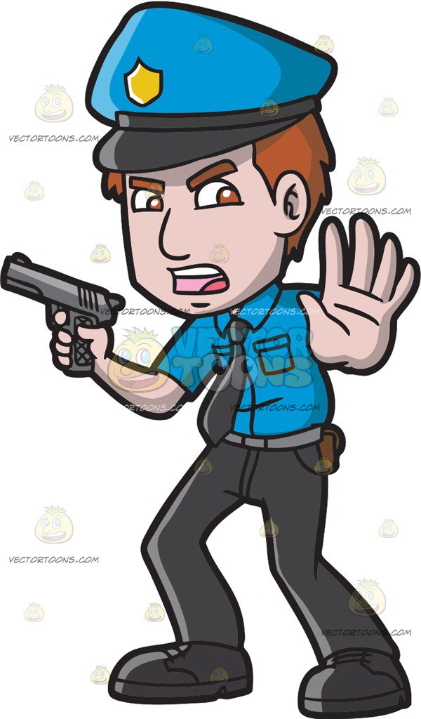 600x1024 A Police Officer Asking People To Back Off Cartoon Clipart